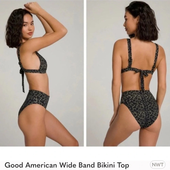 Good American Wide Band Bikini Top Swim Leopard Olive 4‎ XL - Picture 2 of 6